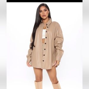NWT fashion nova always real never faux leather shirt